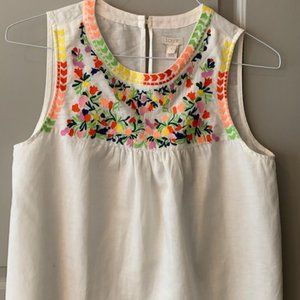 JCrew White linen Shirt with Embroidery